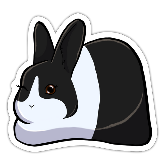 Black Dutch Winking Bunny Sticker - white matte