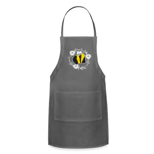 Bee Mini Lop Floral Adjustable Apron - charcoal